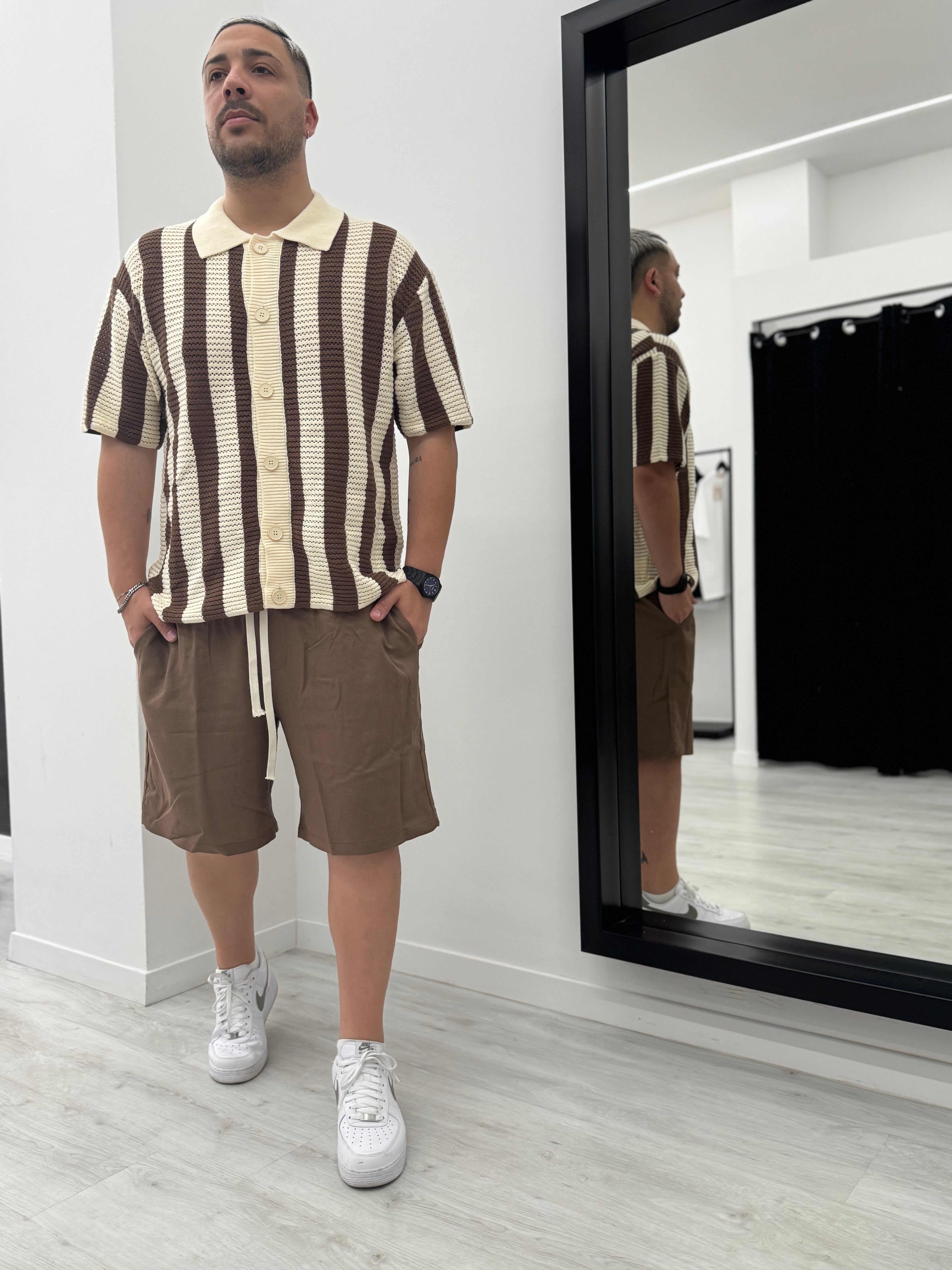 Camicia Strisce Coffee