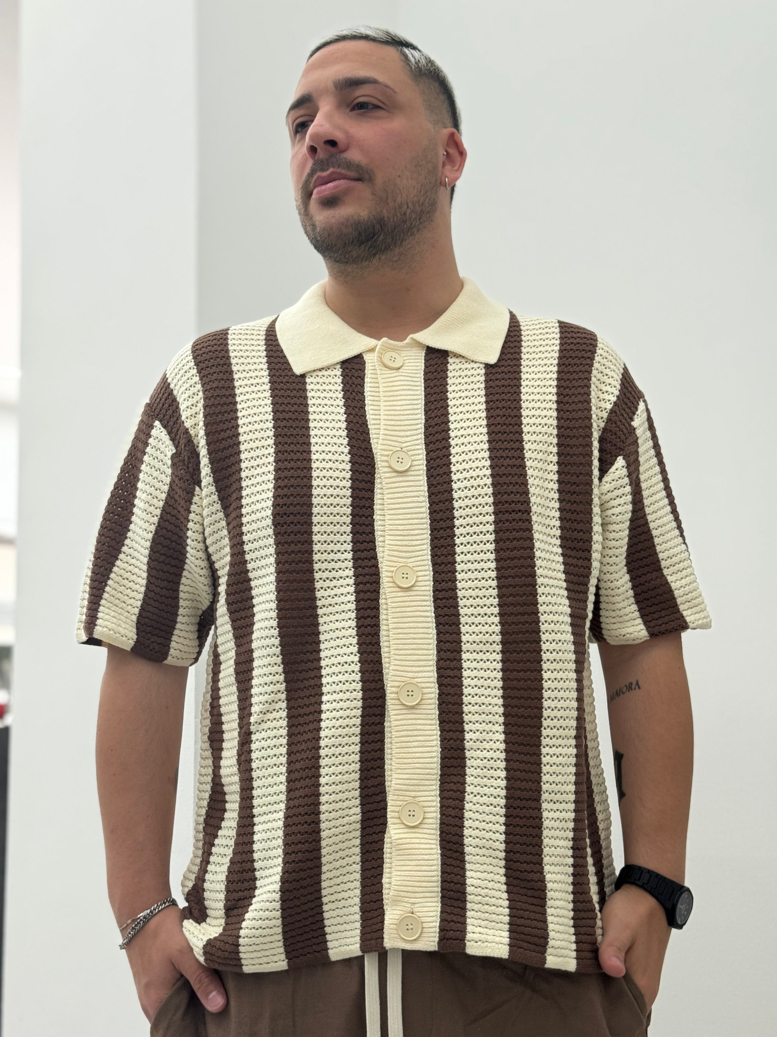 Camicia Strisce Coffee