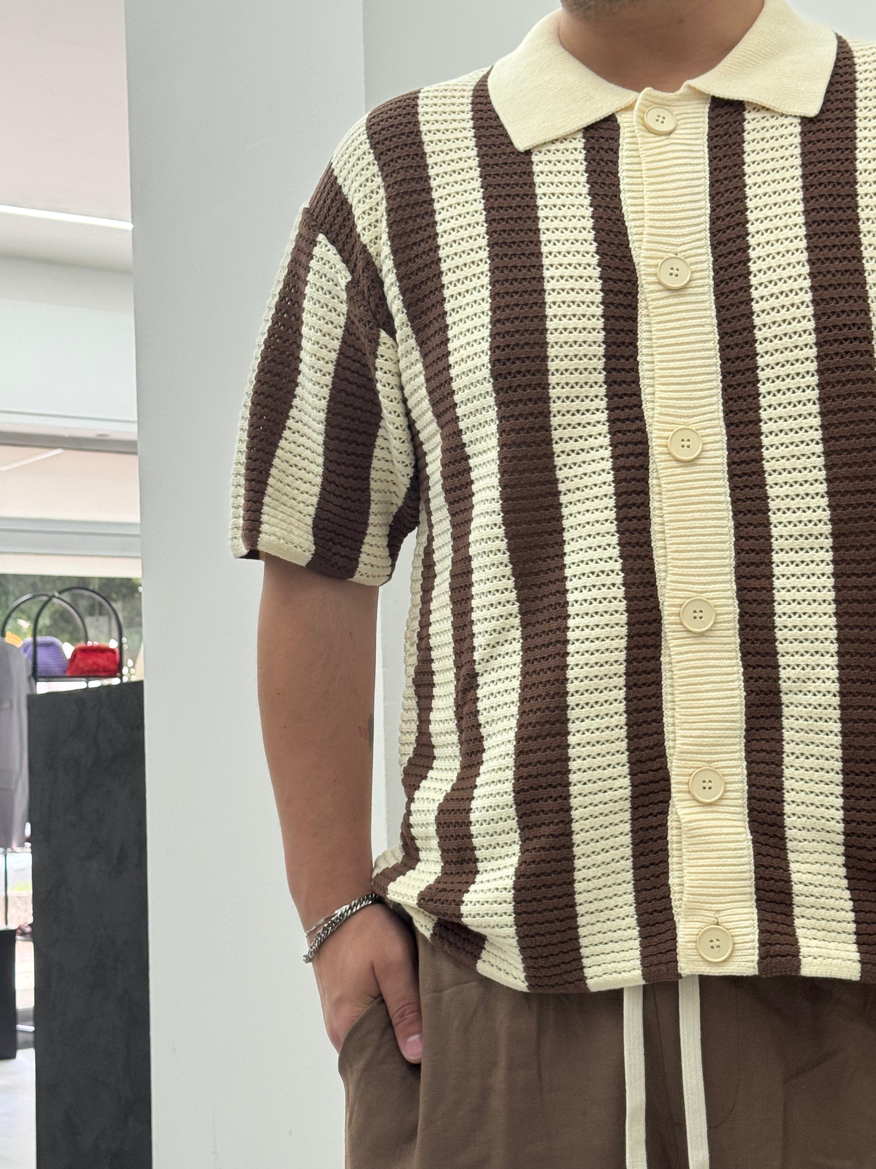 Camicia Strisce Coffee